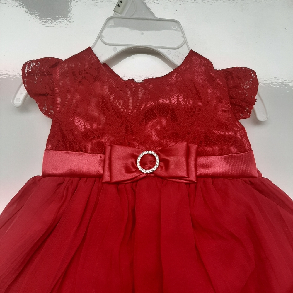 Princess Faith Red Belted Dress with Bow 3/6M - Picture 4 of 7